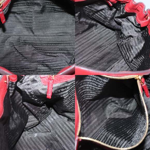PRADA Tote Bag Leather Red Gold - Picture 12 of 12